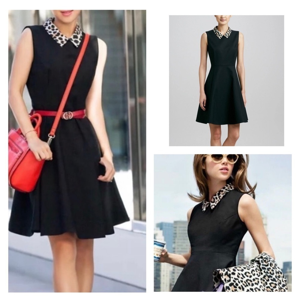 Kate spade Rissa fit & flare sleeveless dress whit leopard collar print